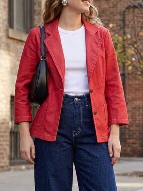 Joan Rivers Women's Lightweight Button up Jacket Size M Pockets Cotton Blend